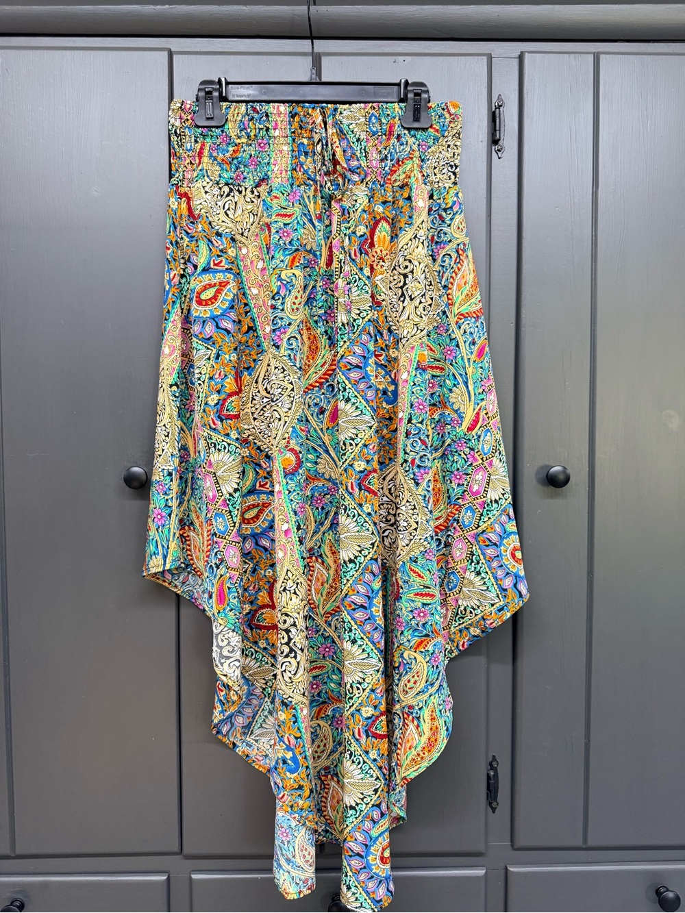 SHEIN Multicolor Paisley High-Low Handkerchief Skirt